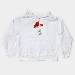 Red Poppies Wildflower Floral Bouquet Kids Hoodie